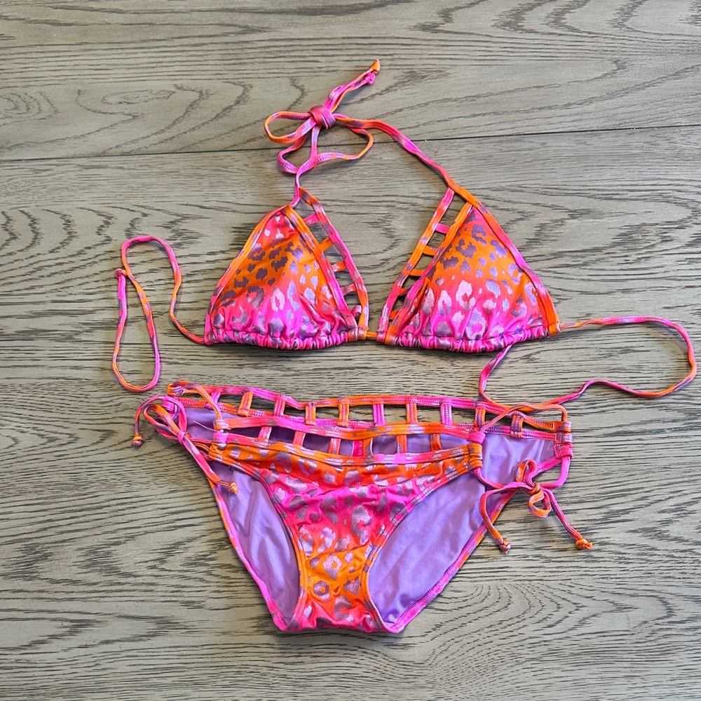 Vibrant Pink and Orange Bikini Set